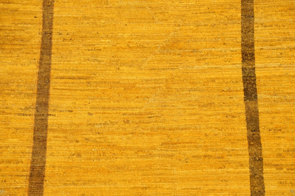 Alfombra oriental Gabbeh Kashkoli moderna con bordes dorados alfombra anudada a mano de 5'x6' Foto 4 de 4
