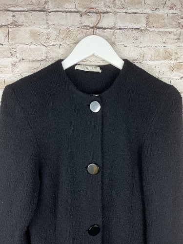 1980's St. John Sportswear Long Black Cardigan Sweater Jacket Buttons Size Med - Picture 4 of 13