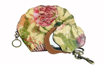 Patricia Nash Bellisara Leather Zip-Pouch & Lilla Mirror FOB Gift Set ~ Seashell