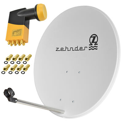 Zehnder Digitale Sat Anlage 80 cm Spiegel + Octo LNB Schüssel HD 8 Teilnehmer h
