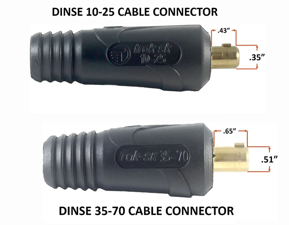 Abrazadera de tierra de 200 amperios cable de soldadura Dinse 3/8 - 1/2 10-25 35-70 bloqueo giratorio 20 pies Foto 2 de 4