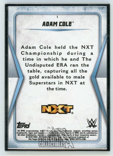 Adam Cole 2020 Topps Transcendent WWE Collection Card #1 - /50 - Picture 2 of 2