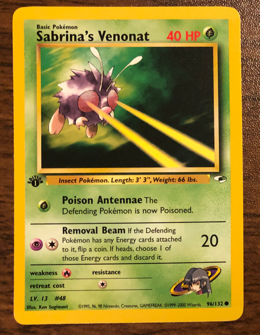 Pokemon Card Gym Heroes 96/132 SABRINA'S VENONAT 1st Edition NM 2000 WotC