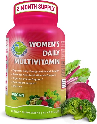 WOMEN'S DAILY MULTIVITAMIN WITH IRON - VEGAN MULTIVITAMIN FOR WOMEN WITH BIOTIN