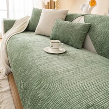 Chenille Sofa Couch Cover Mat Striped Slipcover Anti-Slip Sectional Sofa Towel
