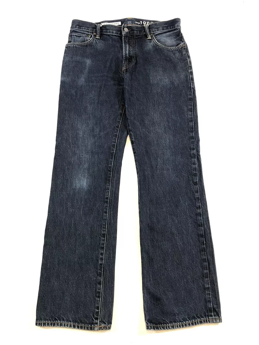 Gap 1969 Denim Standard Fit Jeans Dark Wash Blue Cotton Mid Rise Mens 30 X 32