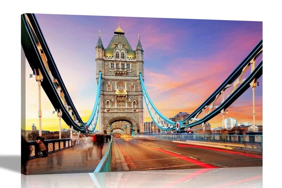 Tower Bridge London Canvas Print Wall Art Framed Pictures for Living Room Office - Image 4 of 4