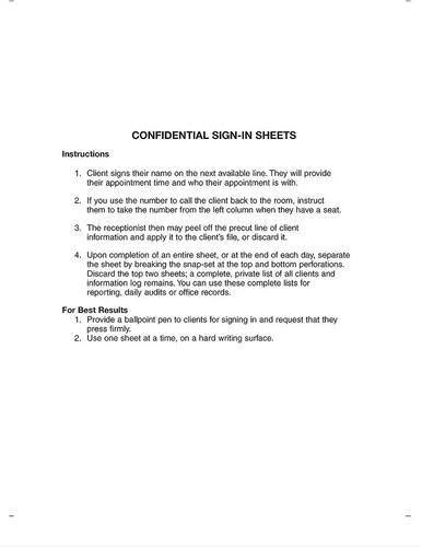 Patient Sign-In Sheets, 8-1/2 X 11 (Blue) Carbonless Form (3,125 Patient Labels) - Picture 2 of 3
