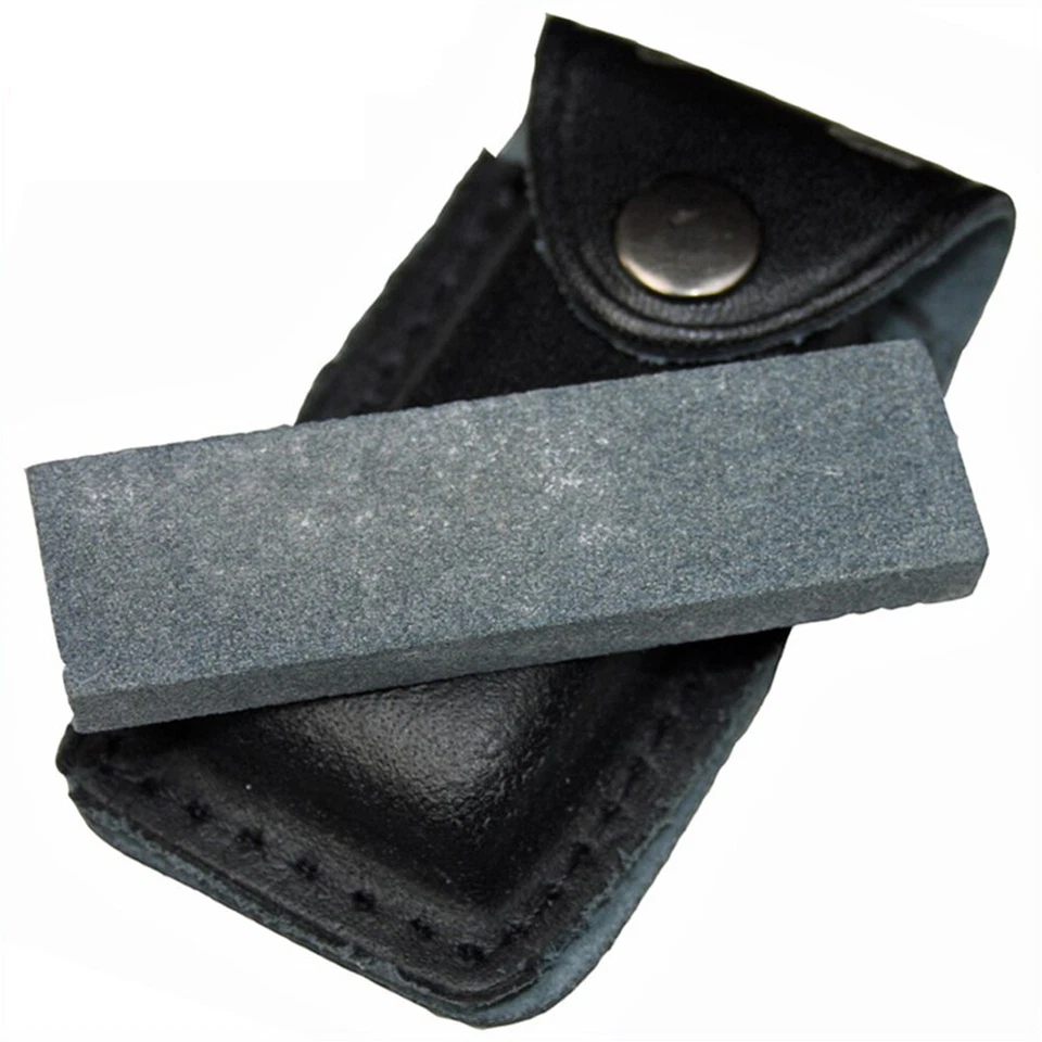 Herbertz kompakter Abziehstein 70x20x7 mm Schleifstein mit Ledertasche schwarz