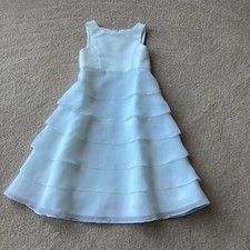 DAVIDS BRIDAL INFANT 2T SLEEVELESS WHITE FORMAL DRESS, TIERED OR LAYERED SKIRT