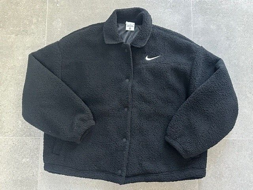 Women's Nike Black Collared Sherpa Lifestyle Jacket, size M