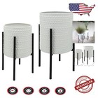 Contemporary White Metal Planters with Foil Stands – Ideal for Indoor & Outdoor