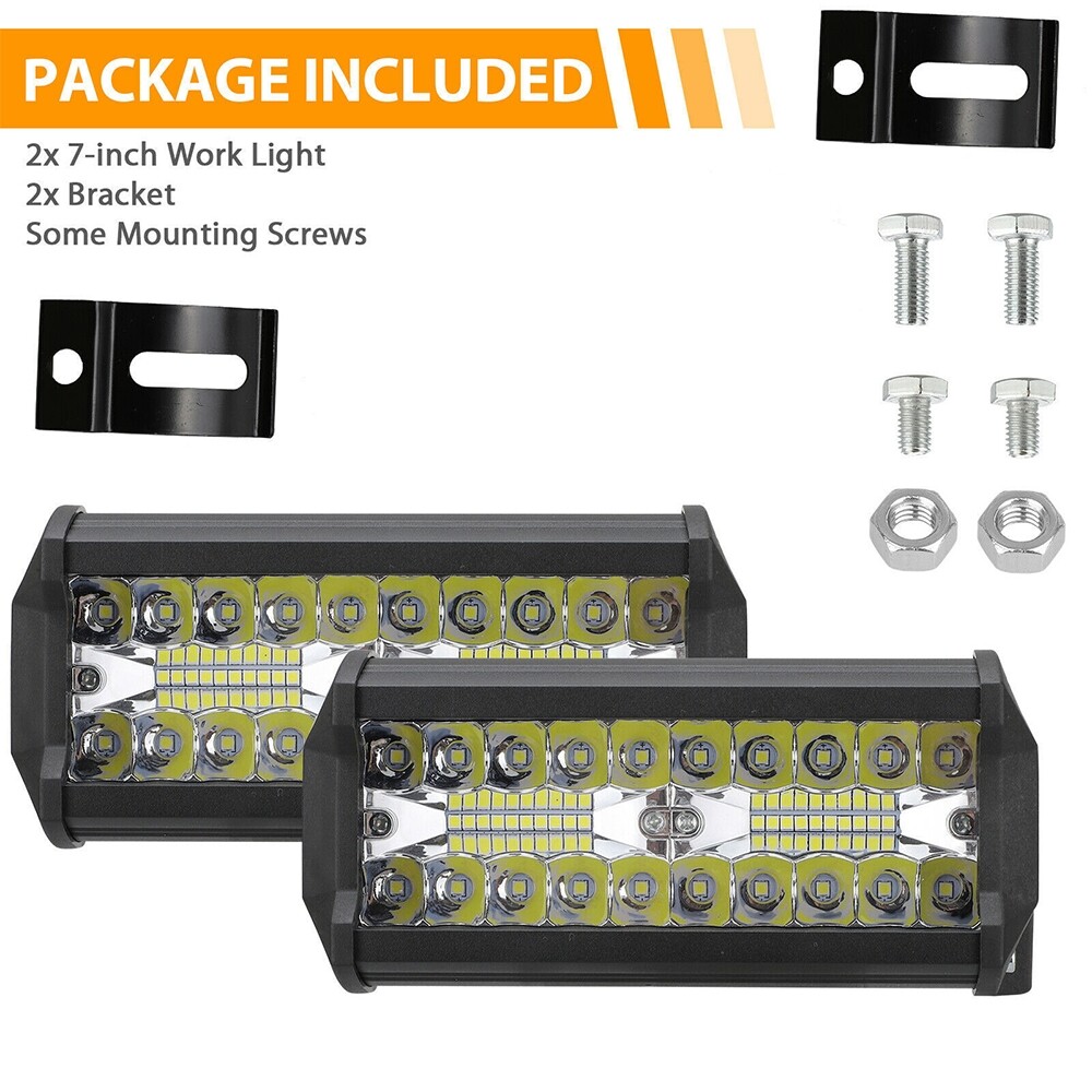 2x 7Inch 30000LM LED Work Light Bar Flood Spot Pod Offroad Fog Driving ATV Truck