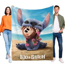Stitch Flannel Blanket Sofa Bed Couch Office Throw Birthday Gift for Kids