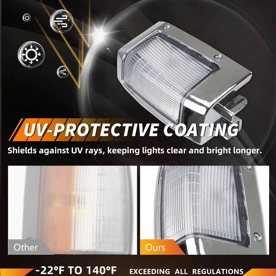 Par de luces de señalización laterales cromadas izquierda derecha aptas para camioneta Nissan D21 90-97 Foto 2 de 4