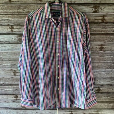 Charleston Threads Men's Long-Sleeved Button-Down Shirt Sz L Light Pink Gingham