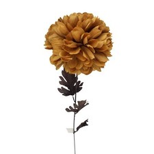 XL Ball Mum with Brown Stem - Caramel - Artificial Silk Flowers Craft Stem