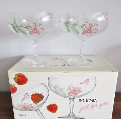 2St. Dessertschale von Bohemia ''just for you'' mit Blumen