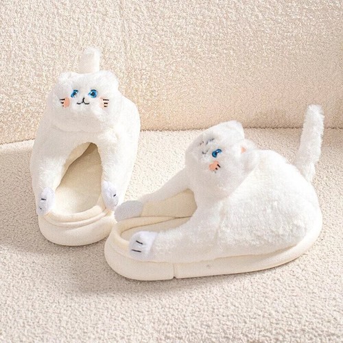 Lindas pantuflas para gatos niñas mullidas animales diapositivas dibujos animados mujeres hogar divertidos zapatos acogedores - Imagen 106 de 156