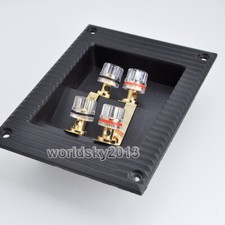 2pcs Square 4-Way Speaker Junction Box Copper Terminal Binding Post 137x100mm