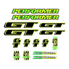 1994 GT BMX - Performer decal set - for Chrome frame Clear