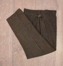 Men's VTG 1930s 40s Russian Charcoal Grey Pinstripe Button Fly Pants Sz 33x29.5