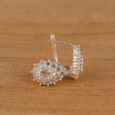 925 Sterling Silver Teardrop Pear Shaped Halo Cubic Zirconia Earrings Gift Boxed