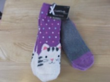 CUDDL DUDS GIRLS SLIPPER SOCKS 2 - PURPLE - LOUNGE SOCKS - SHOE SIZE 4-10 NWT