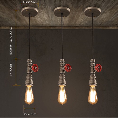 Pipe Lighting Steampunk industrial vintage E27 Base style Ceiling pendant light - Picture 4 of 6