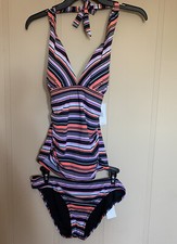 Gibson Latimer Multi Color Stripe Two Piece Swim Suit Bikini Women  s Size S