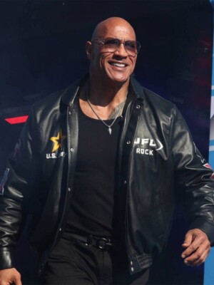 Dwayne Johnson The Rock Daytona 500 Black Leather Jacket for Men and Women