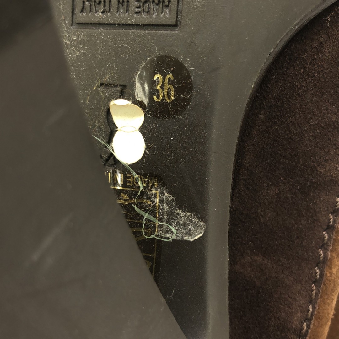 YVES SAINT LAURENT nappa stivaletto lungo scarpa tacco marrone scamosciato donna usato0