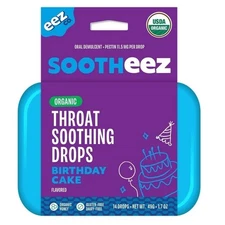 Eez Co. Sootheez Organic Throat Soothing Drops – Birthday Cake – 14ct