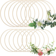 16 Pcs Wooden Hoops for Crafts 10   12  , DIY Wooden Rings for Crafts, Bamboo H