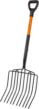 Pitch Fork for Gardening,10Tines Wide Pitch Fork w/Fiberglass Handle, Heavy Duty
