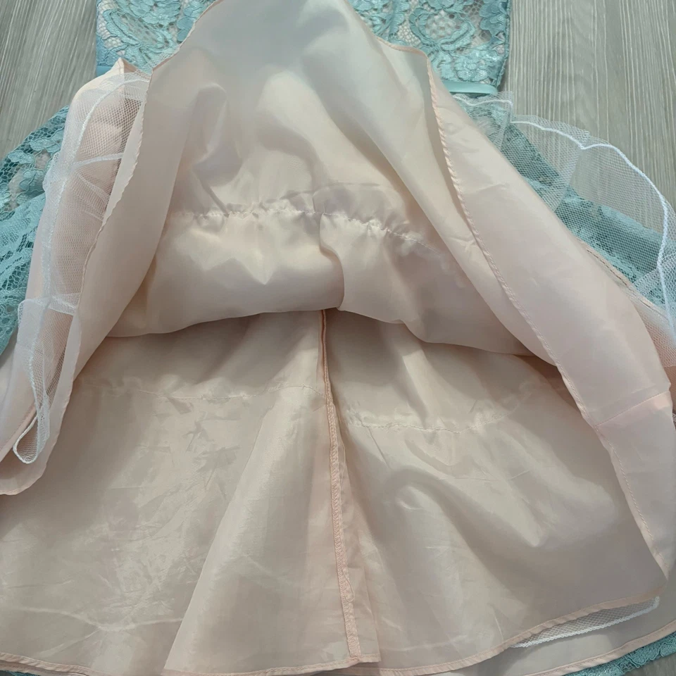 Rare Editions Dress Big Girls Scalloped Lace Fit And Flare Dress Wedding Sz 14.5 - Image 4 of 4