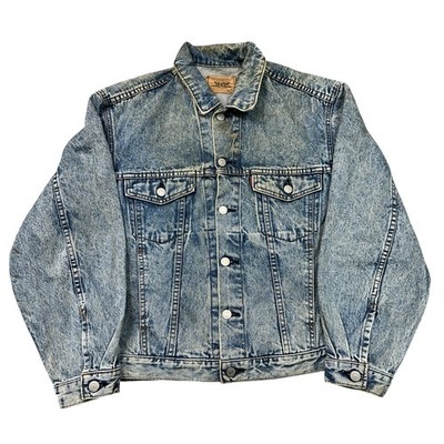 Levis Denim Trucker Jacke Biker 70649-0217 Regular Button Down Blau Herren Medium