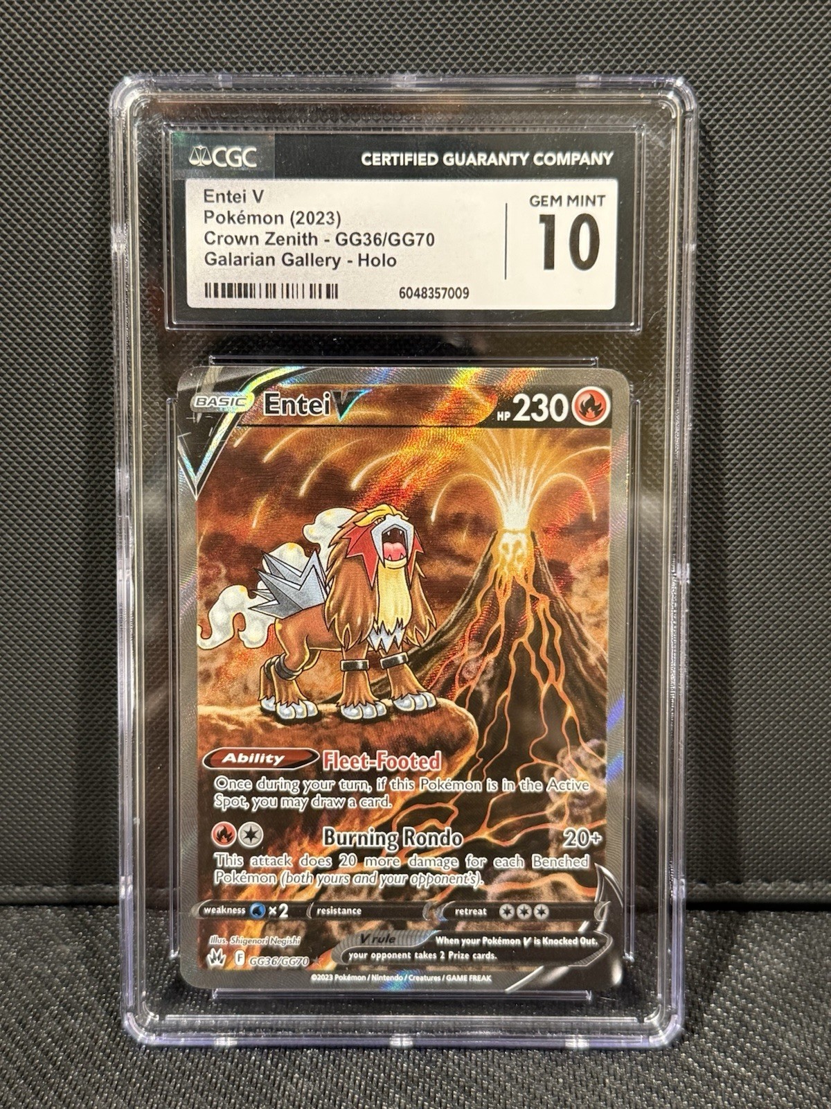 Entei v GG36/GG70 Crown Zenith Secret Pokemon Card CGC 10 Gem Mint