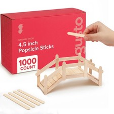  1000 Count 4.5 Inch Wooden Multi-Purpose Popsicle Sticks for Crafts, Ice, I...