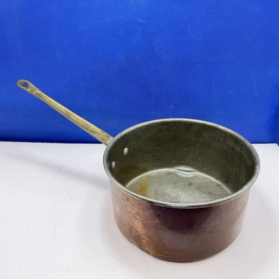Vintage Kupfer Topf Dose gefüttert mit Messinggriff Made in France