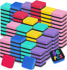 96 Pack Dry Erase Erasers Bulk, Cube Magnetic Whiteboard Erasers, 6 Colors