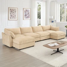 Modular Sectional Sofa Chenille Couch with Storage w/O Ottoman for Living Room