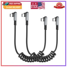 Short 90 Degree Coiled USB C to USB C Cable for Car,2Pack 0.6FT to 1FT 