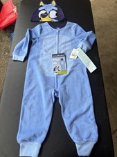 BLUEY Disney Pajamas Boy Girl Costume Size 12 Month One Piece Sleeper & Hat NEW