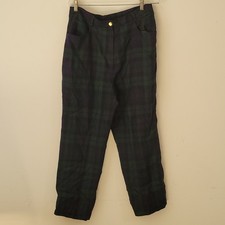 Vintage Women  s Ralph Lauren 100 WOOL Green  Blue Plaid Pants Size 16