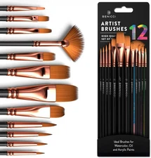 Artist Paint Brush Set of 12 for Canvas