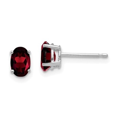 14 Karat Weißgold 6 x 4 mm ovale Granat Ohrstecker perfektes Geschenk für sie