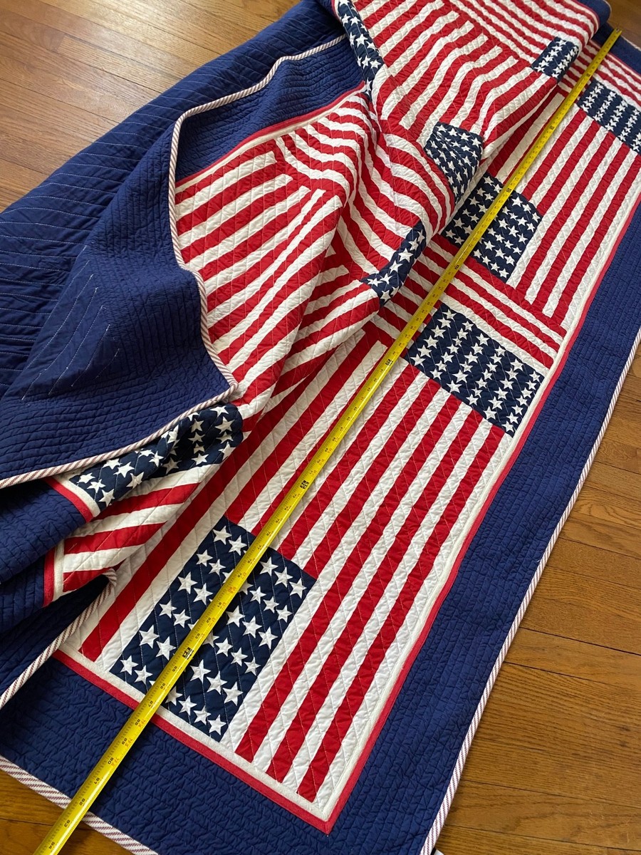 トミーヒルフィガー アメリカ国旗柄 キルト Tommy Hilfiger American Flag Quilt USA Red White Blue 100%Cotton