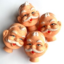 Lot of 4 Vintage Rubber Santa Heads for Sewing Santa Claus 3"