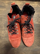 NWOT Vintage 80s UNLISTED Red Suede Booties 7.5 B Women's